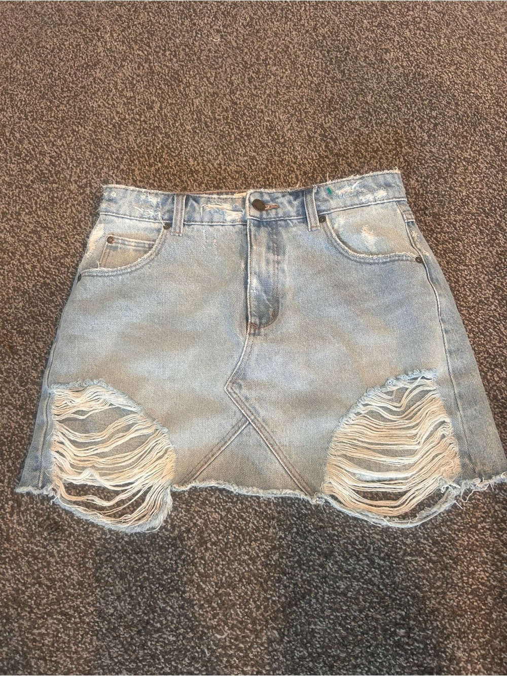 ROLLA'S Light Blue Distressed Denim Mini Skirt